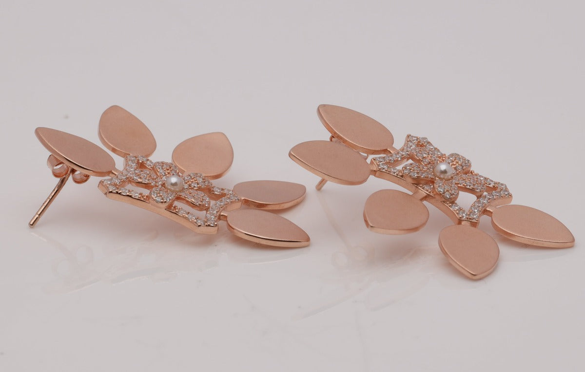 Buy OOMPH Silver Tone Rose Floral Party Fashion Hoop Earrings for Women &  Girls Online